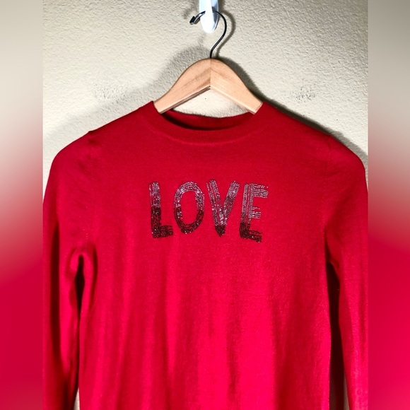 ZADIG&VOLTAIRE Red Merino Wool Love Print Sweater - Picture 7 of 10